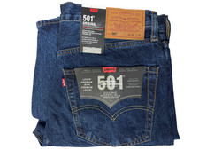 Levis 501 Herren Blau Regular Fit Straight Leg Denim Jeans Stonewash Hose