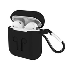 Apple Pods 1 / 2 Soft Anti-Spuren Anti-Kratz Hülle mit Karabiner Schwarz
