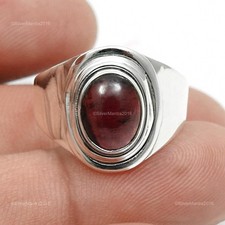 Solid Sterling Silber Januar Geburt Granat Edelstein Blende Neu Cocktail Ring US