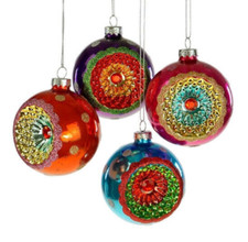 4er Set Reflexkugeln Reflex Punkte Kugel Ø 8cm Glas Weihnachten Christbaum Deko