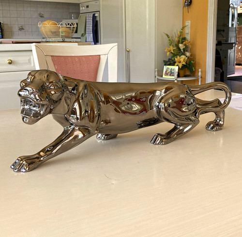 Panther skulptur silber - skulptur,
