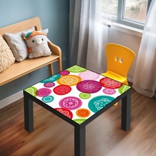 banjado Designabdeckung für Ikea Lack Tisch 55x55 Glasplatte Folie Naive Blüten