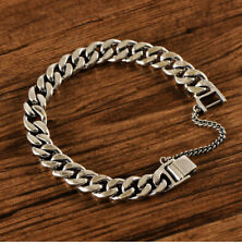 I01 Herren Armband Silber 925 Flachpanzerkette 21 cm mit Kettchen