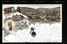 Lithographie Furtwangen /Schwarzw., Uhrmacherschule, Gewerbeausstellung, Schwar 