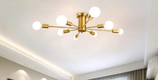 Deckenleuchte Deckenlampe Kronleuchter Hängeleuchte Glaskugeln 8-flammig Gold