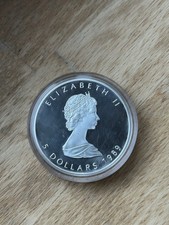 Silbermünze 5 DOLLARS 1989 CANADA Elisabeth II FINE SILVER 1 OZ Argent pur 9999