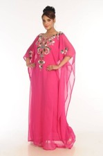 Pink embroidered georgette - pink,