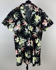 DIVIDED Damen Gr. S - M Hemdblusenkleid Hawaii  Blumen Tunika Langbluse 8I8