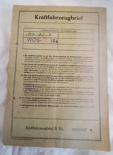 Alter kfz brief ungeschnitten - alter,