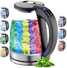 Glas Wasserkocher mit Temperatureinstellung LED Beleuchtung 2.200 Watt Edelstahl