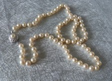 Schöne Vintage Perlenkette Erbstück  59 cm 835 Silberverschluss + Metallhaken