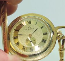 Vintage Dugena Taschenuhr mit Kette - Handaufzug - Vergoldet