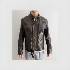 Belstaff Gangster Lederjacke  - Malenotti Ära - Dunkelbraun - Size UK 42
