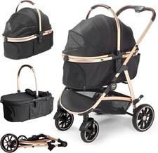 Hundebuggy 3 in 1 klappbar bis 25kg Hochwertiger Hundewagen mit großen Rädern