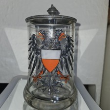 Bierhumpen_Stein_Glas-Zinn-Deckel/Holstentor 1882-1907 Vintage sonderangebot