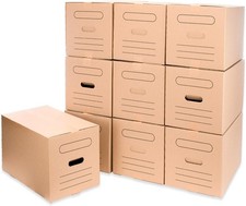 Packung mit 10 Kartons für Umzüge, Aufbewahrung, Transport, Box mit Griffen für