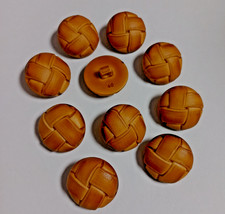 10 Knöpfe braun Lederoptik