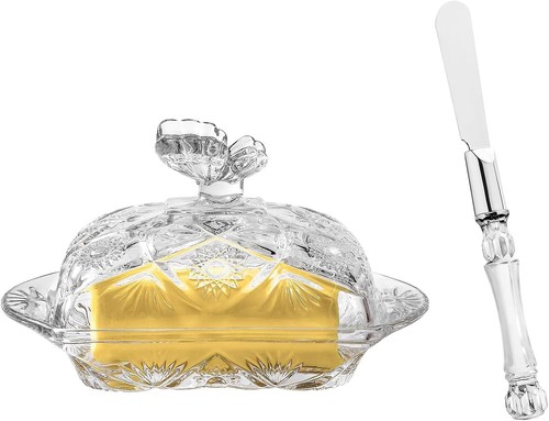 Butterdose aus geprägtem glas - butterdose,