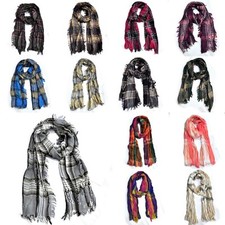 Damen Herren Stola Schal Kariert Karoschal Halstuch Tuch Langschal Fransen 