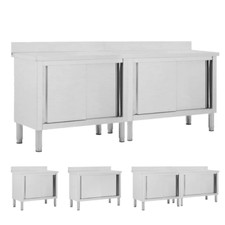 Arbeitsschrank mit Schiebetüren Arbeitstisch Gastro Schrank Edelstahl vidaXL