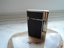 S.T Dupont Feuerzeug silber schwarz Leder