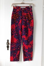 Vintage Versace Jeans Couture Rot Blau Blumen Stone Wash High Waist Boyfriend Ol