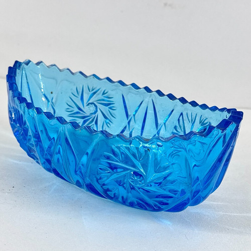 Vintage blau pressglas oval - vintage,