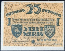 25 Pfennig  Warin   Gutschein