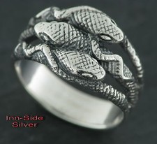 Gothic SCHLANGENRING Snake Silberring 925 3 in sich verschlungene Schlangen