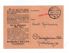 Gebühr bezahlt Postkarte Barfrankatur Gelsenkirchen 14.8.47 Altpapier Tausch
