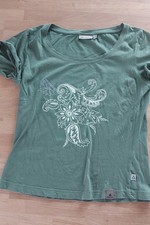 Shirt Damen Outdoor Wandern kurzarm Grün Gr.38, weiche Baumwolle