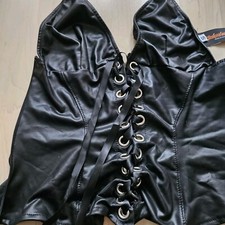 J.Valentine Kostüm Sexy Schwarze Korsage Lack Look Karneval S