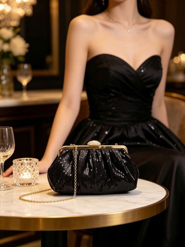 Abendtasche mit glitzerrahmen - abendtasche,