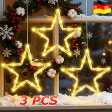 3 STK LED Sterne Weihnachtsbeleuchtung,Stern Weihnachtsdeko Fenster Warmweiß