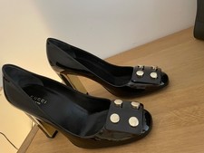 GUCCI  PUMPS AUDREY aus schwarzem Lackleder. in 36,5, 10cm