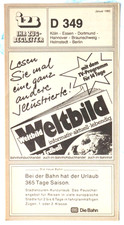 Bundesbahn - Fahrplan - Ihr Zug-Begleiter D 349 Köln -Helmstedt - Berlin  1/1986
