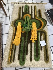 70s Wandteppich  Teppich Retro Wandbild pop art green yellow vintage mid century