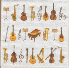 3 Servietten ~ Orchester Musik Instrumente Geige Trompete Noten Violine