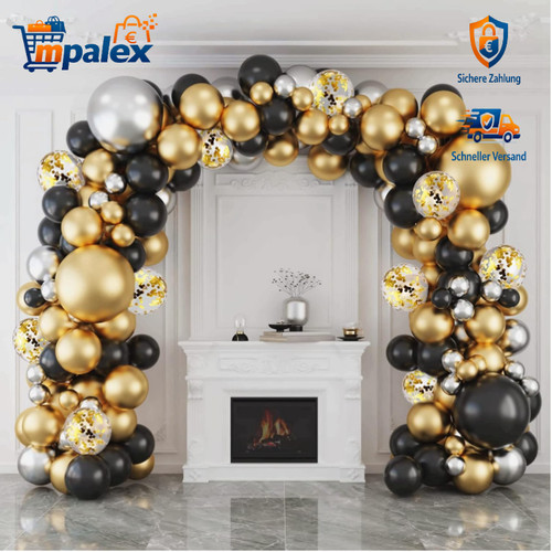 Ballongirlande schwarz gold - ballongirlande,