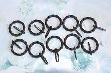 10 gedrehte Gardinenringe Vorhangringe mit Faltenhaken -  schwarz  Ø 26 x 36 mm