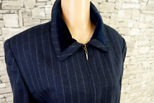 RENA ROWAN DAMEN REINE KAMMWOLLE TWEED BLAZER JACKE SAMTKRAGEN DUNKELBLAU 44 46