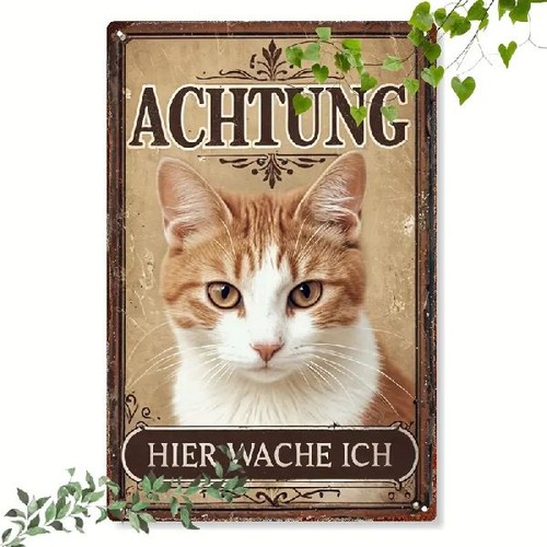 Blechschild katze achtung hier - achtung,