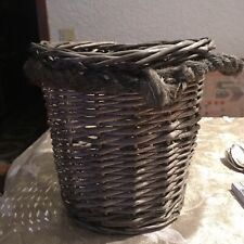 Großer alter Weidenkorb mit Henkeln Seil, massiv, Papierkorb, Pflanzkorb, Korb
