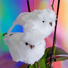 Deko VOGEL 2 Stück Weiß - NEU - Dekoration Vögel mit Clip zum befestigen Feder