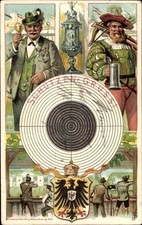 Künstler Wappen Litho Schützengruß, Schütze, Armbrust, Zielscheibe - 4224794