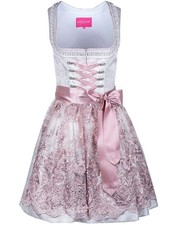 Krüger Dirndl Theresia 50er Länge natur rosa kurz Damen Spitze Jacquard 