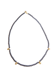 Edelstein-Kette - Collier Onyx-Perlen., vergoldete Elemente neu NP 50€