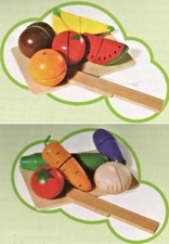 Schneideobst 7-teilig + Schneidegemüse 7-teilig aus Holz, Kinderküche