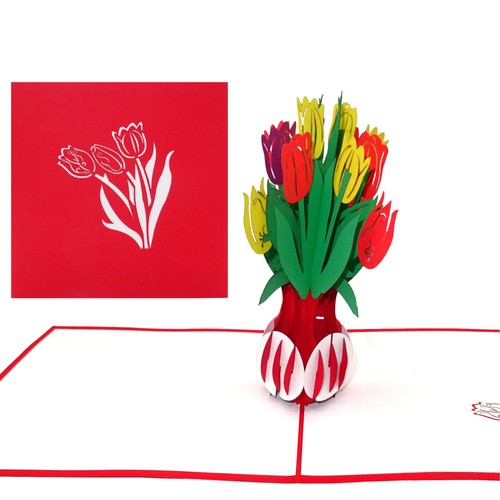 Pop karte bunte tulpen - "bunte,
