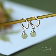 Natürliche grüne Jade Huggie